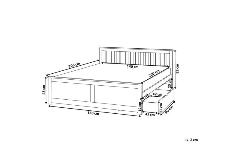 Säng med förvaringslådor Olendon Ljus trä, 140x200 cm, 4 - Ljus trä, 140x200 cm, 4 - Möbler - Säng - Sängar med förvaring