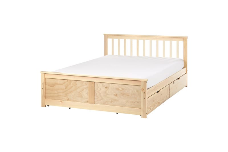 Säng med förvaringslådor Olendon Ljus trä, 140x200 cm, 4 - Ljus trä, 140x200 cm, 4 - Möbler - Säng - Sängar med förvaring