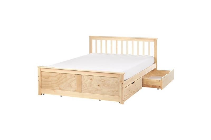 Säng med förvaringslådor Olendon Ljus trä, 140x200 cm, 4 - Ljus trä, 140x200 cm, 4 - Möbler - Säng - Sängar med förvaring
