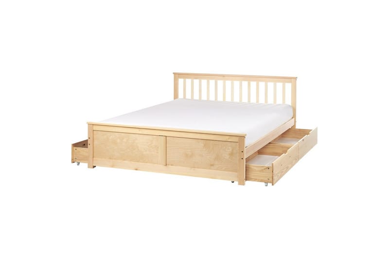 Säng med förvaringslådor Olendon Ljus trä, 160x200 cm, 4 - Ljus trä, 160x200 cm, 4 - Möbler - Säng - Sängar med förvaring - Dubbelsäng med förvaring