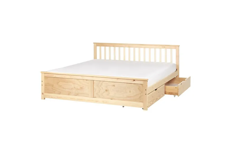 Säng med förvaringslådor Olendon Ljus trä, 180x200 cm, 2 - Ljus trä, 180x200 cm, 2 - Möbler - Säng - Sängar med förvaring