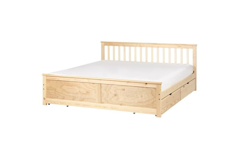 Säng med förvaringslådor Olendon Ljus trä, 180x200 cm, 4 - Ljus trä, 180x200 cm, 4 - Möbler - Säng - Sängar med förvaring