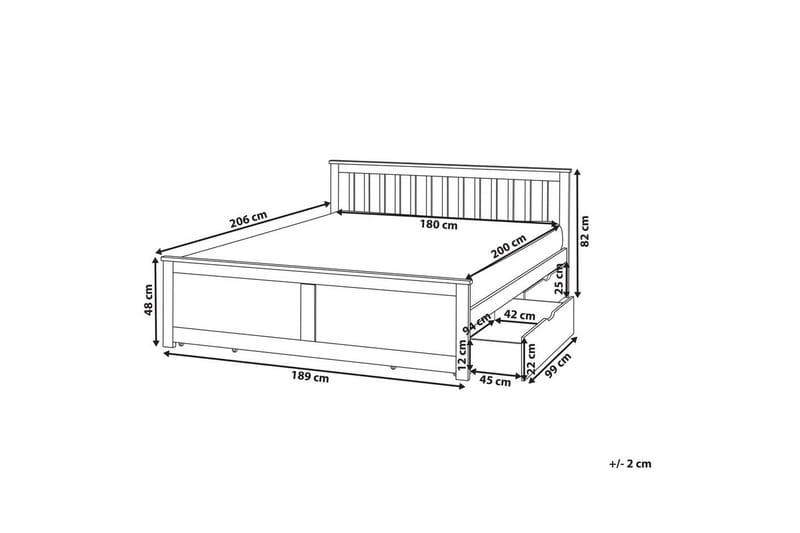 Säng med förvaringslådor Olendon Ljus trä, 180x200 cm, 4 - Ljus trä, 180x200 cm, 4 - Möbler - Säng - Sängar med förvaring