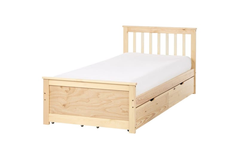 Säng med förvaringslådor Olendon Ljus trä, 90x200 cm, 4 - Ljus trä, 90x200 cm, 4 - Möbler - Säng - Sängar med förvaring