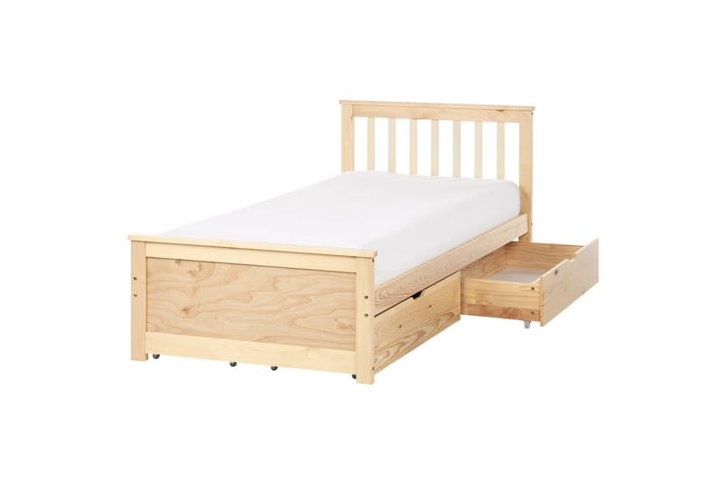 Säng med förvaringslådor Olendon Ljus trä, 90x200 cm, 4 - Ljus trä, 90x200 cm, 4 - Möbler - Säng - Sängar med förvaring