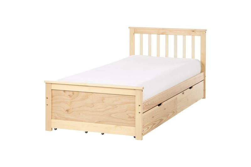 Säng med förvaringslådor Olendon Ljus trä, 90x200 cm, 4 - Ljus trä, 90x200 cm, 4 - Möbler - Säng - Sängar med förvaring