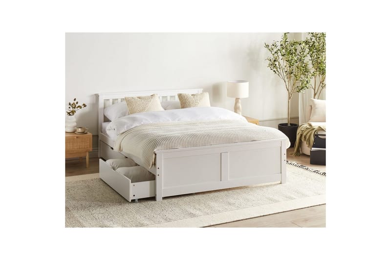 Säng med förvaringslådor Olendon Vit, 140x200 cm, 4 - Vit, 140x200 cm, 4 - Möbler - Säng - Sängar med förvaring