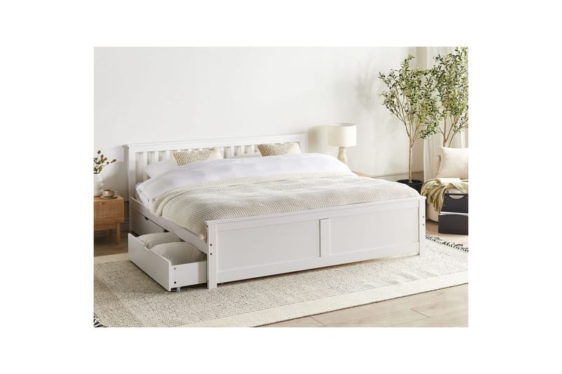 Säng med förvaringslådor Olendon Vit, 180x200 cm, 2 - Vit, 180x200 cm, 2 - Möbler - Säng - Sängar med förvaring - Dubbelsäng med förvaring