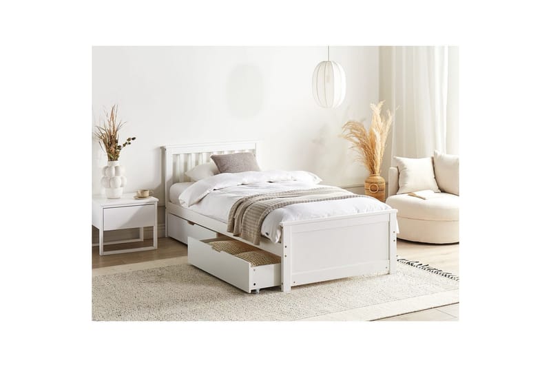 Säng med förvaringslådor Olendon Vit, 90x200 cm, 2 - Vit, 90x200 cm, 2 - Möbler - Säng - Sängar med förvaring