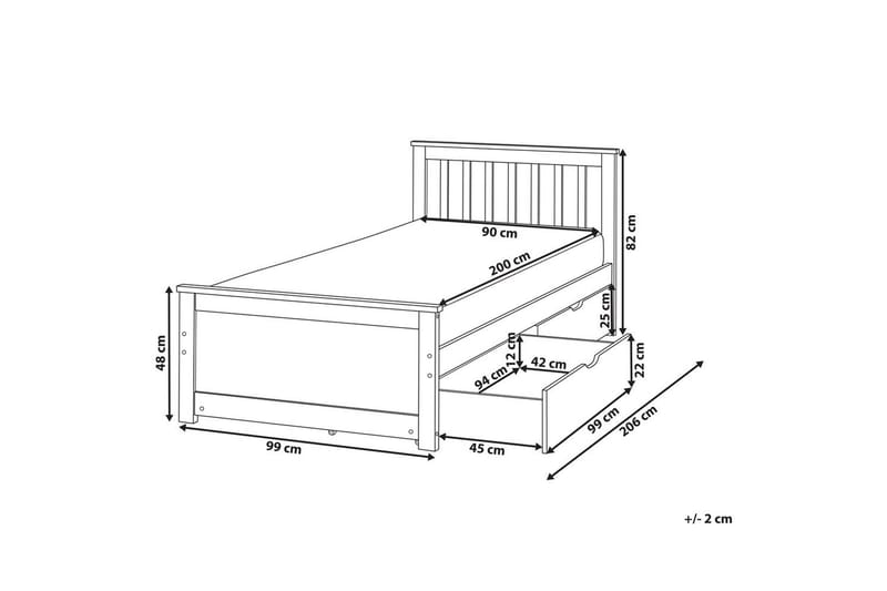 Säng med förvaringslådor Olendon Vit, 90x200 cm, 2 - Vit, 90x200 cm, 2 - Möbler - Säng - Sängar med förvaring