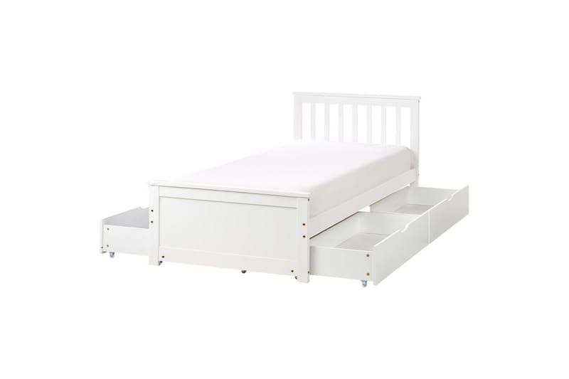 Säng med förvaringslådor Olendon Vit, 90x200 cm, 4 - Vit, 90x200 cm, 4 - Möbler - Säng - Sängar med förvaring