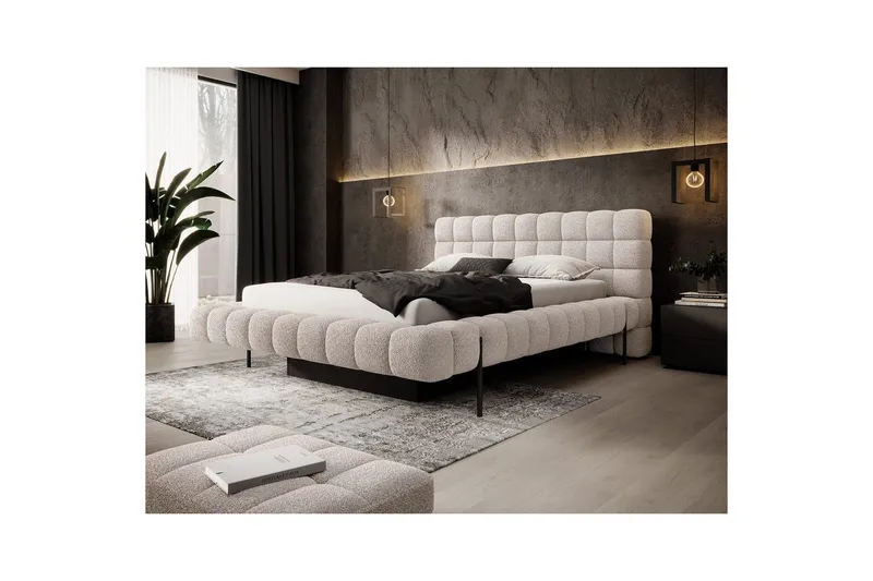Säng med klädsel Eltap Magentta - 140x200 cm, Royal 18, Beige - Möbler - Säng - Sängar med förvaring