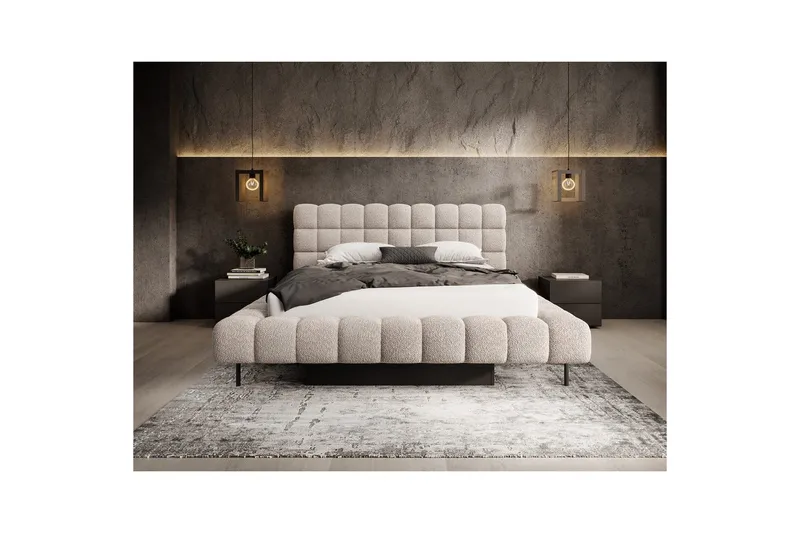 Säng med klädsel Eltap Magentta - 160x200 cm, Royal 18, Beige - Möbler - Säng - Sängar med förvaring