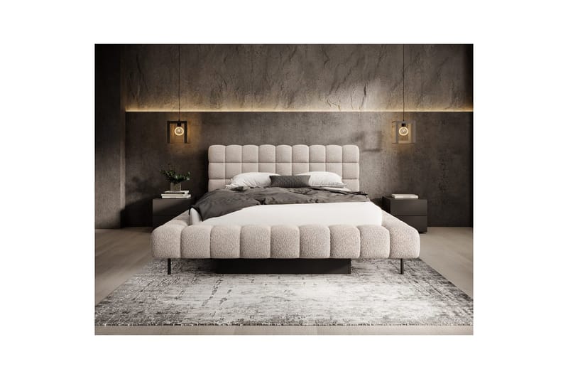 Säng med klädsel Eltap Magentta - 160x200 cm, Royal 18, Beige - Möbler - Säng - Sängar med förvaring