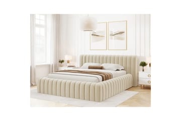 Säng med stoppning Eltap Carilla med metallram/gaslyft/förvaring - Monolith 04, Beige, 160x200 cm - Möbler - Säng - Sängar med förvaring