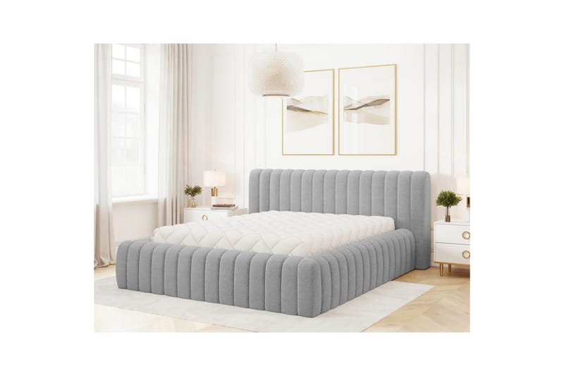Säng med stoppning Eltap Carilla med metallram/gaslyft/förvaring - Royal 04, Grå, 160x200 cm - Möbler - Säng - Sängar med förvaring