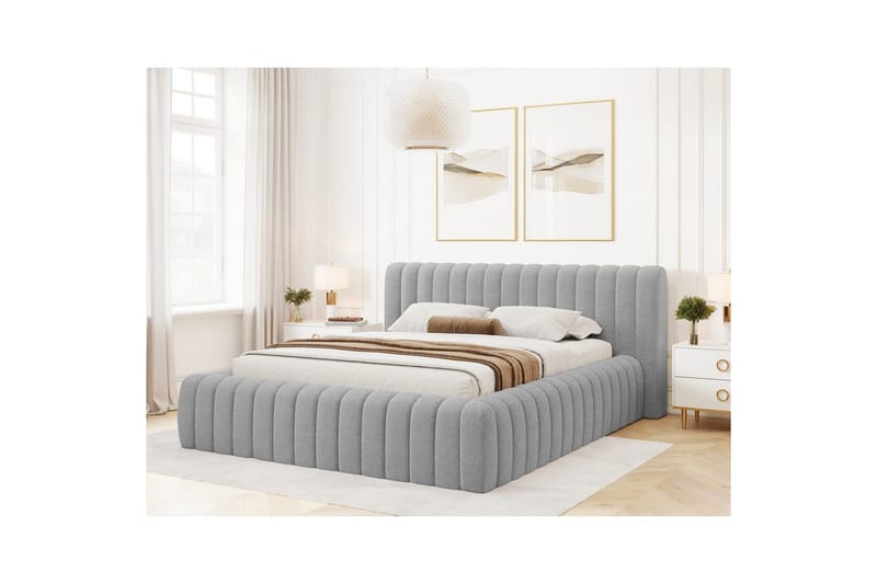 Säng med stoppning Eltap Carilla med metallram/gaslyft/förvaring - Royal 04, Grå, 180x200 cm - Möbler - Säng - Sängar med förvaring