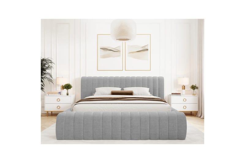 Säng med stoppning Eltap Carilla med metallram/gaslyft/förvaring - Royal 04, Grå, 180x200 cm - Möbler - Säng - Sängar med förvaring
