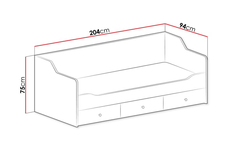Zumar säng 94x204 cm - Vit/Vit Högglans - Sängar med förvaring - Enkelsäng med förvaring