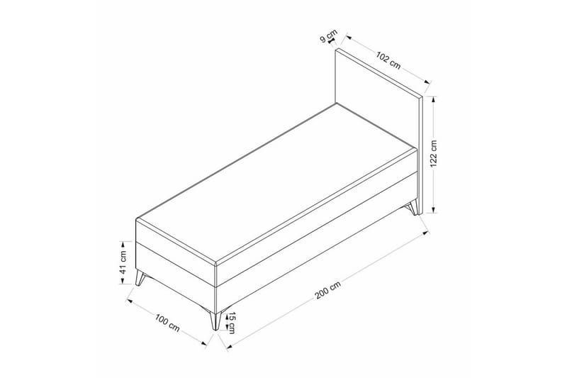 Sängbotten & Sänggavel för Enkel Säng Springsure Mörkgrå - 100 x 41 x 200 cm - Möbler - Säng - Sängram & sängstomme
