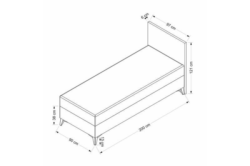 Sängbotten & Sänggavel för Enkel Säng Sube Grå - 90 x 38 x 190 cm - Möbler - Säng - Ramsäng