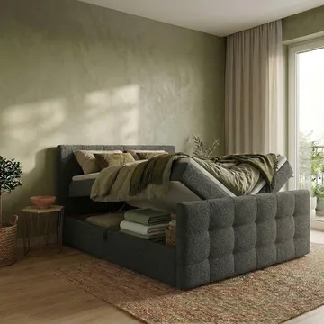 Sängpaket Kontinentalsäng Elvros 140x200 cm med Lyftförvaring - Antracit/Mycket mörk grafit - Möbler - Säng - Kontinentalsäng