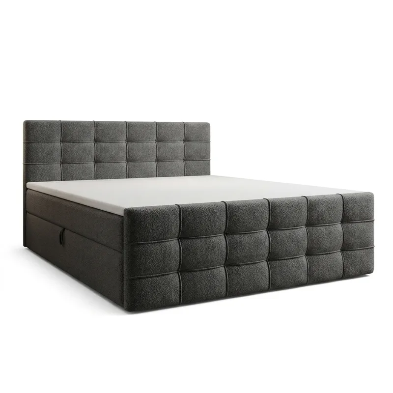 Sängpaket Kontinentalsäng Elvros 140x200 cm med Lyftförvaring, Antracit/Mycket mörk grafit