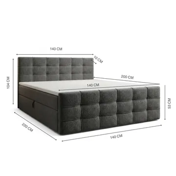 Sängpaket Kontinentalsäng Elvros 140x200 cm med Lyftförvaring - Antracit/Mycket mörk grafit - Möbler - Säng - Kontinentalsäng