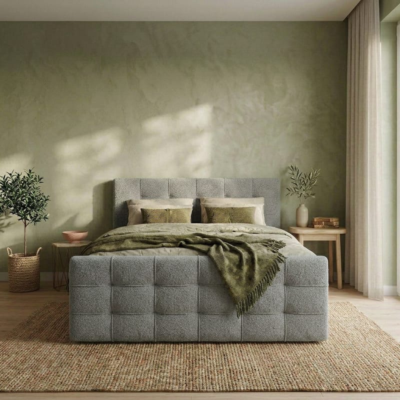 Sängpaket Kontinentalsäng Elvros 140x200 cm med Lyftförvaring - Betonggrå - Möbler - Säng - Kontinentalsäng