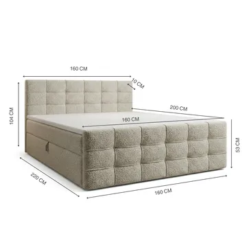 Sängpaket Kontinentalsäng Elvros 160x200 cm med Lyftförvaring - Krämfärgad écru / ljusbeige - Möbler - Säng - Kontinentalsäng