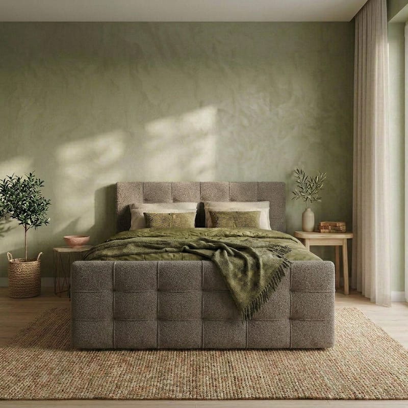 Sängpaket Kontinentalsäng Elvros 160x200 cm med Lyftförvaring - Varm greige / ljus mocka - Möbler - Säng - Kontinentalsäng