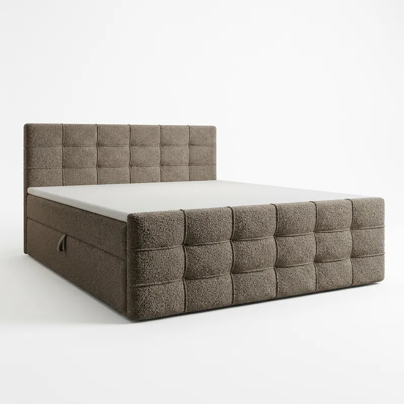 Sängpaket Kontinentalsäng Elvros 160x200 cm med Lyftförvaring, Varm greige / ljus mocka