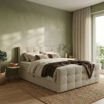 Sängpaket Kontinentalsäng Elvros 180x200 cm med Lyftförvaring - Krämfärgad écru / ljusbeige - Möbler - Säng - Kontinentalsäng