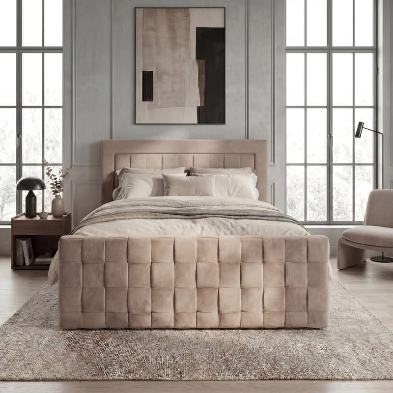 Sängpaket Kontinentalsäng Ryven 160x200 cm med Lyftförvaring - varm beige/latte - Möbler - Säng - Kontinentalsäng