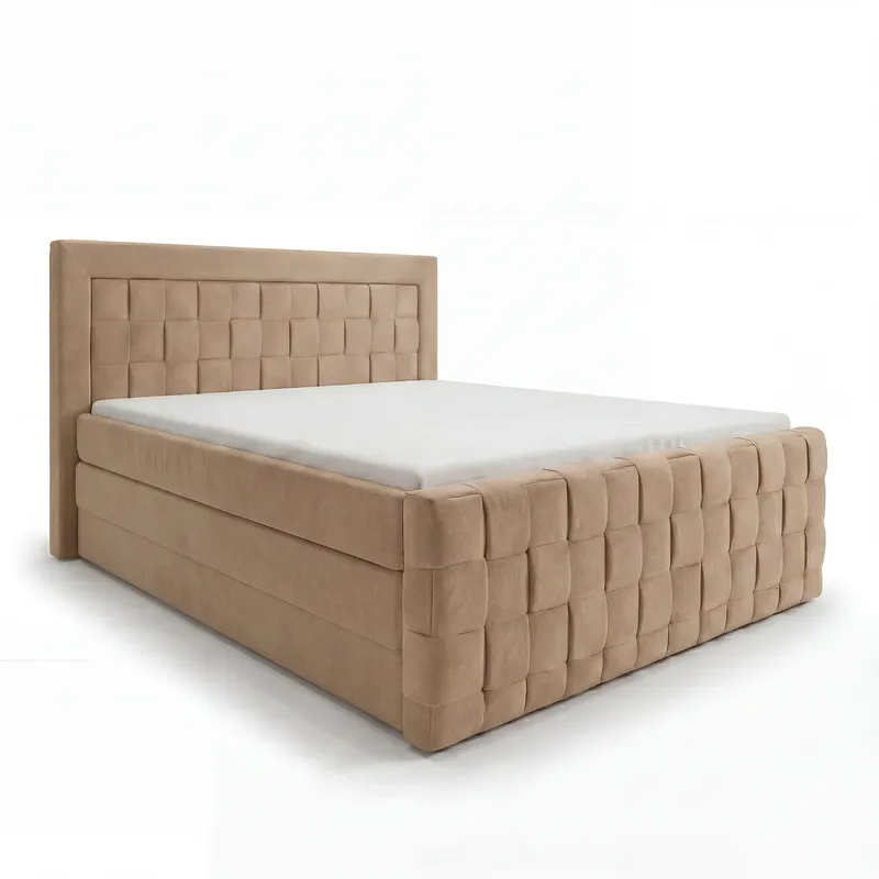 Sängpaket Kontinentalsäng Ryven 180x200 cm med Lyftförvaring, kamelfärgad/karamell/guldbeige