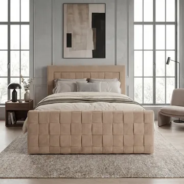 Sängpaket Kontinentalsäng Ryven 180x200 cm med Lyftförvaring - kamelfärgad/karamell/guldbeige - Möbler - Säng - Kontinentalsäng