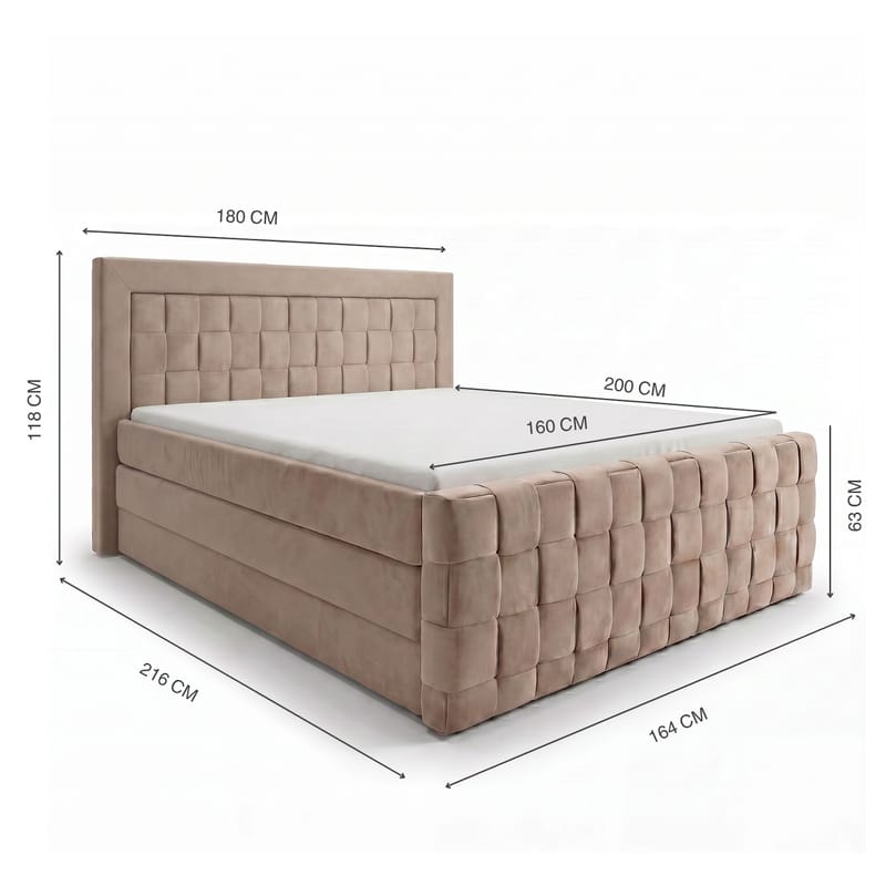 Sängpaket Kontinentalsäng Ryven 180x200 cm med Lyftförvaring - varm beige/latte - Möbler - Säng - Kontinentalsäng