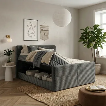 Sängpaket Kontinentalsäng Sorvin 140x200 cm med Lyftförvaring - Grafitgrå/Mörkgrå - Möbler - Säng - Kontinentalsäng