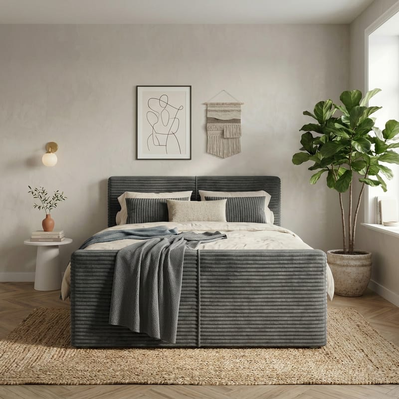 Sängpaket Kontinentalsäng Sorvin 140x200 cm med Lyftförvaring - Grafitgrå/Mörkgrå - Möbler - Säng - Kontinentalsäng