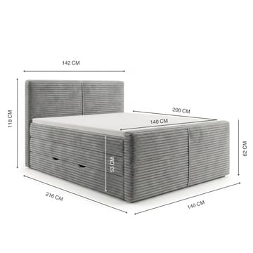 Sängpaket Kontinentalsäng Sorvin 140x200 cm med Lyftförvaring - Ljusgrå - Möbler - Säng - Kontinentalsäng