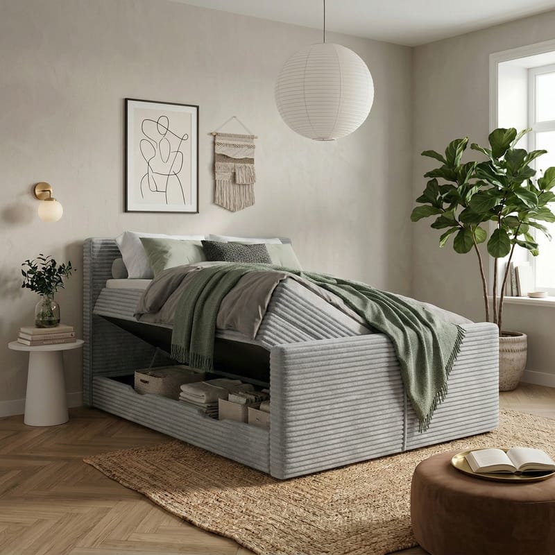 Sängpaket Kontinentalsäng Sorvin 140x200 cm med Lyftförvaring - Ljusgrå - Möbler - Säng - Kontinentalsäng