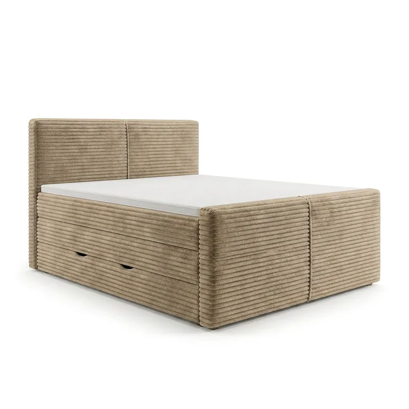 Sängpaket Kontinentalsäng Sorvin 160x200 cm med Lyftförvaring, Varm beige