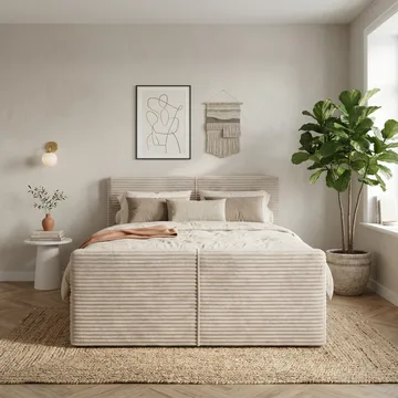 Sängpaket Kontinentalsäng Sorvin 180x200 cm med Lyftförvaring - Gräddvit/écru/elfenben - Möbler - Säng - Kontinentalsäng