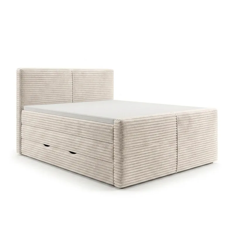Sängpaket Kontinentalsäng Sorvin 180x200 cm med Lyftförvaring, Gräddvit/écru/elfenben