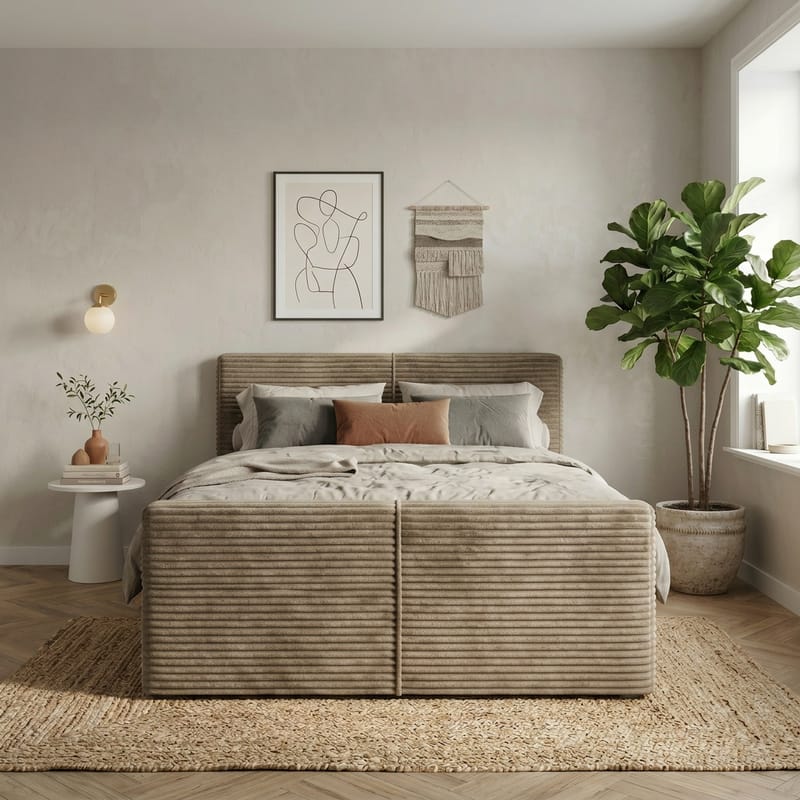 Sängpaket Kontinentalsäng Sorvin 180x200 cm med Lyftförvaring - Varm beige - Möbler - Säng - Kontinentalsäng