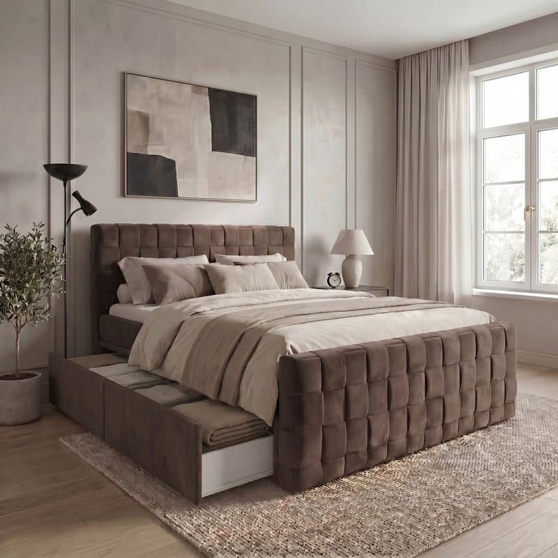 Sängpaket Kontinentalsäng Tyrosen 140x200 cm med Lådförvaring - mörk espresso - Möbler - Säng - Kontinentalsäng