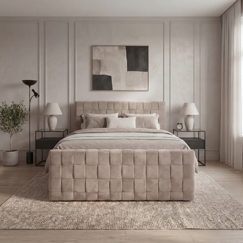 Sängpaket Kontinentalsäng Tyrosen 140x200 cm med Lådförvaring - varm beige - Möbler - Säng - Kontinentalsäng