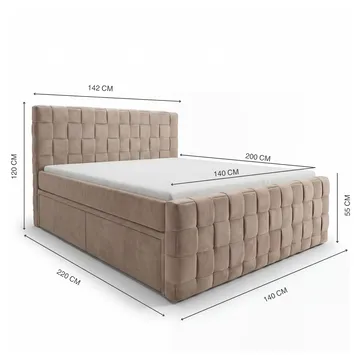 Sängpaket Kontinentalsäng Tyrosen 140x200 cm med Lådförvaring - varm beige - Möbler - Säng - Kontinentalsäng