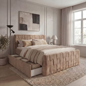 Sängpaket Kontinentalsäng Tyrosen 160x200 cm med Lådförvaring - kamel - Möbler - Säng - Kontinentalsäng