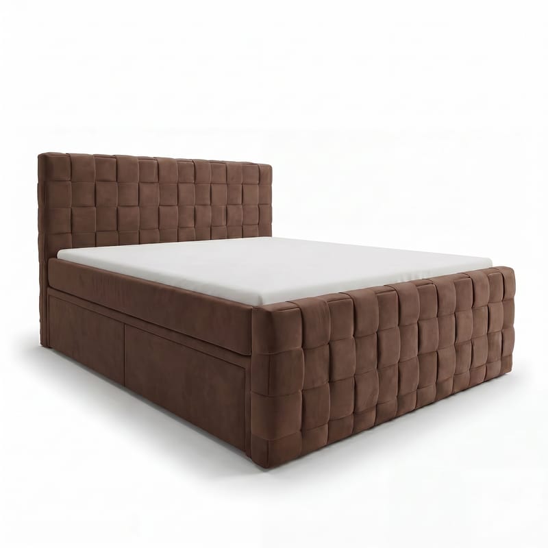 Sängpaket Kontinentalsäng Tyrosen 180x200 cm med Lådförvaring, chokladbrun